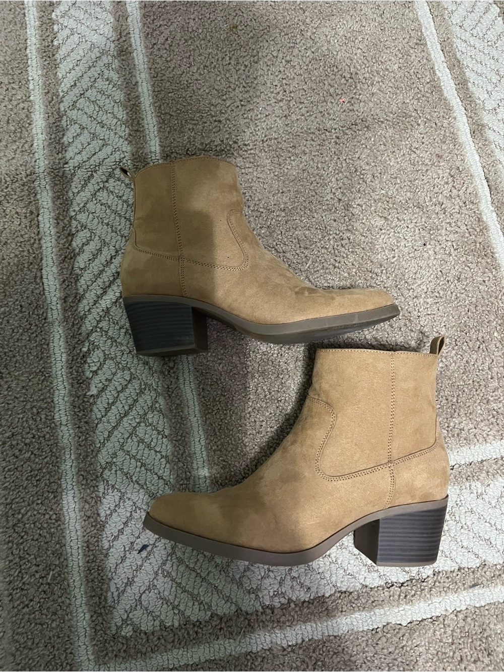Women’s Tan Suede Ankle Boots - Stylish Block Heel